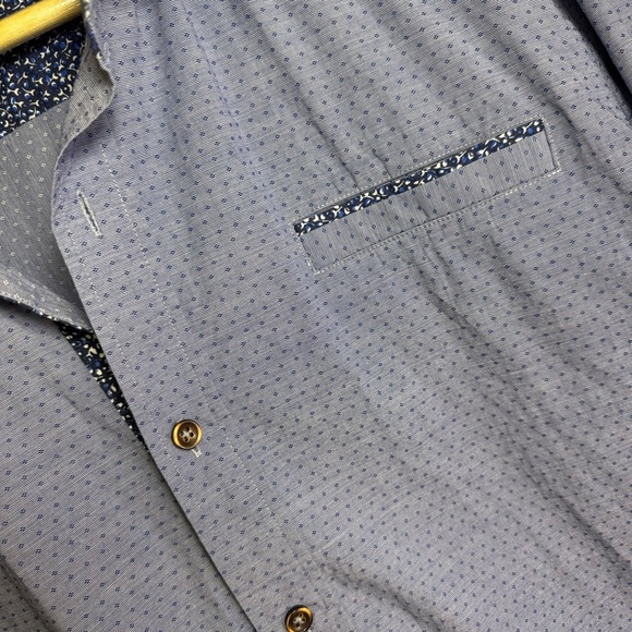 7 Diamonds Blue Patterned button up Men's Shirt - Picture 4 of 8